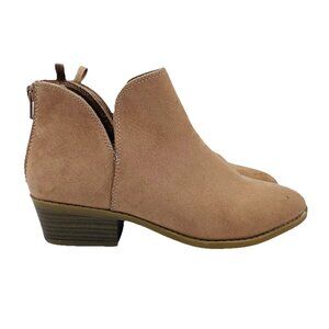 Old Navy Shoes Womens Size 5 Pink Faux Suede Booties Zip Ankle Boots Heeled